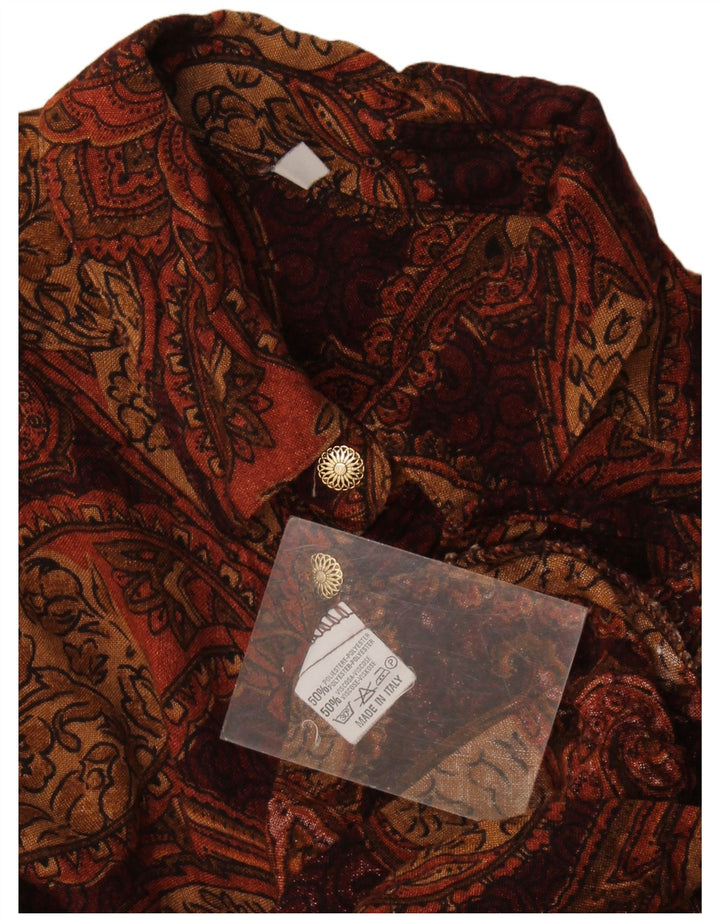 Vintage ženska košulja UK 16 veliki smeđi paisley poliester