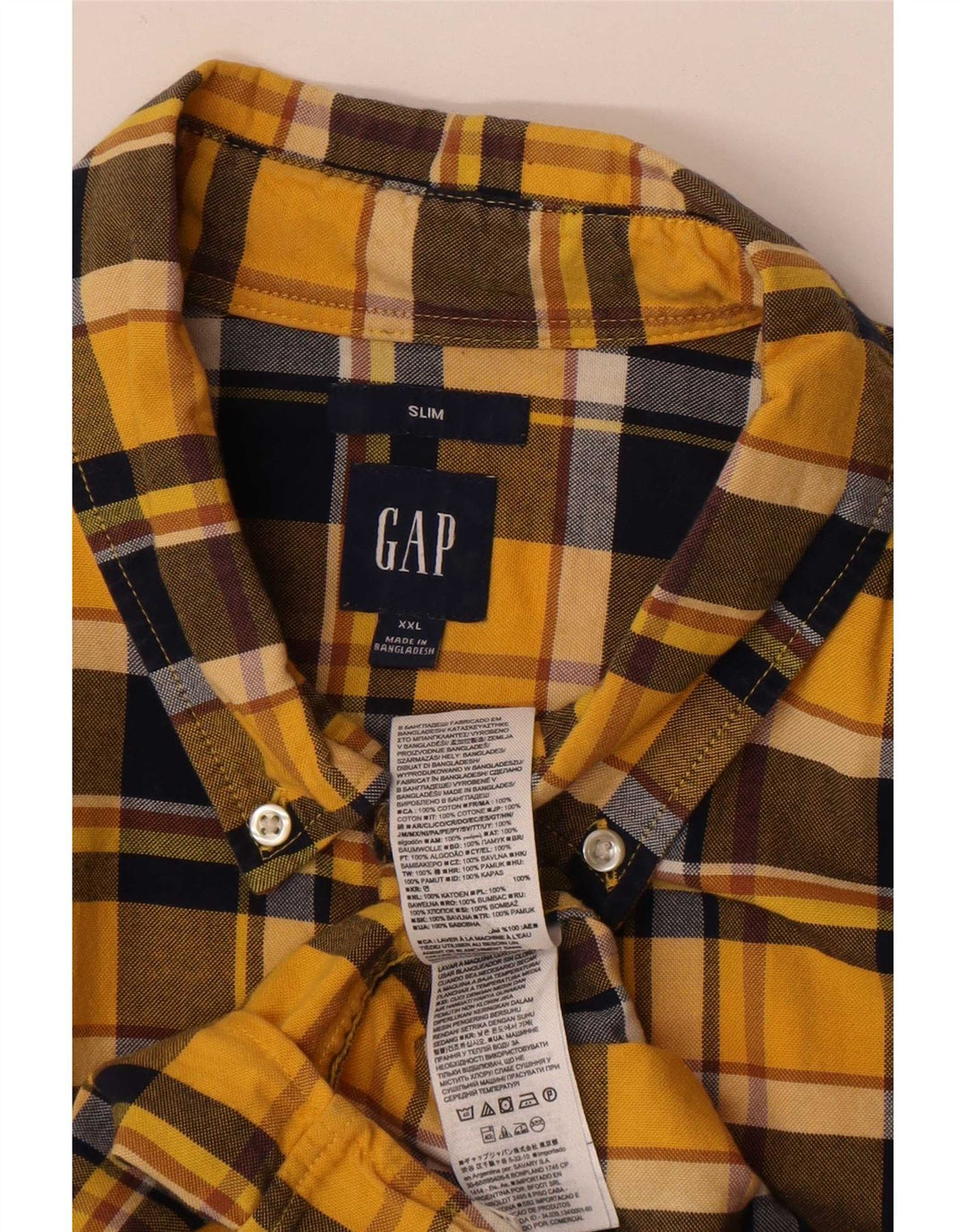 Muška uska flanelska košulja Gap 2XL, žuti karirani pamuk