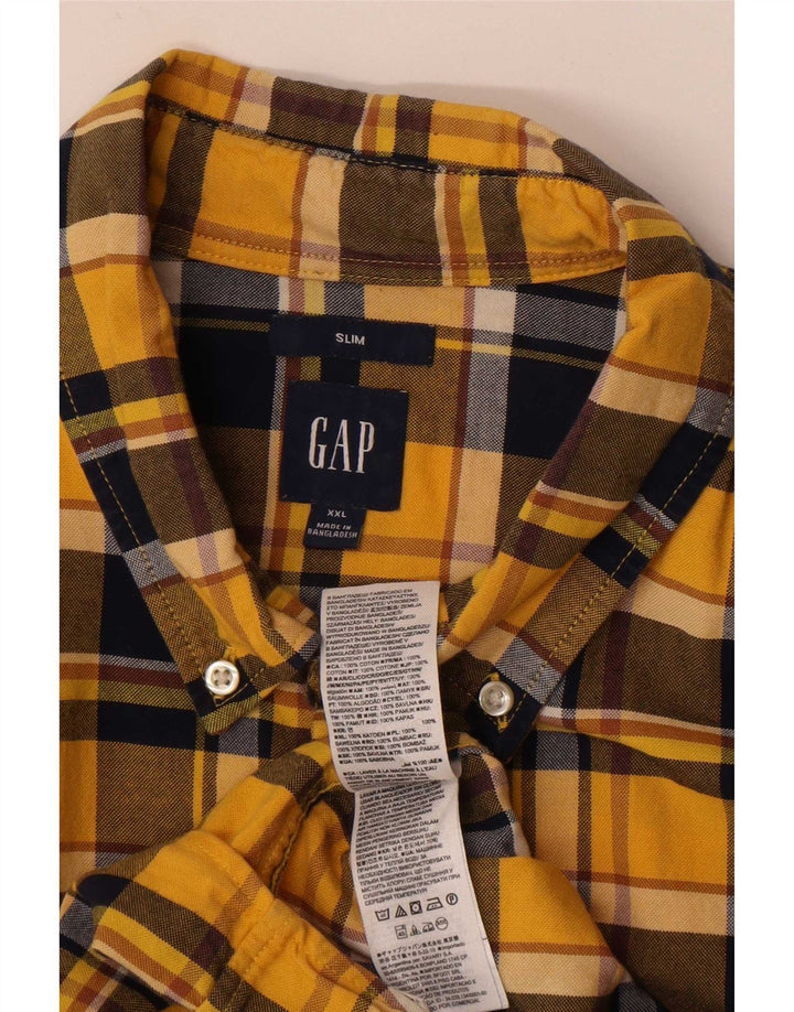 Muška uska flanelska košulja Gap 2XL, žuti karirani pamuk
