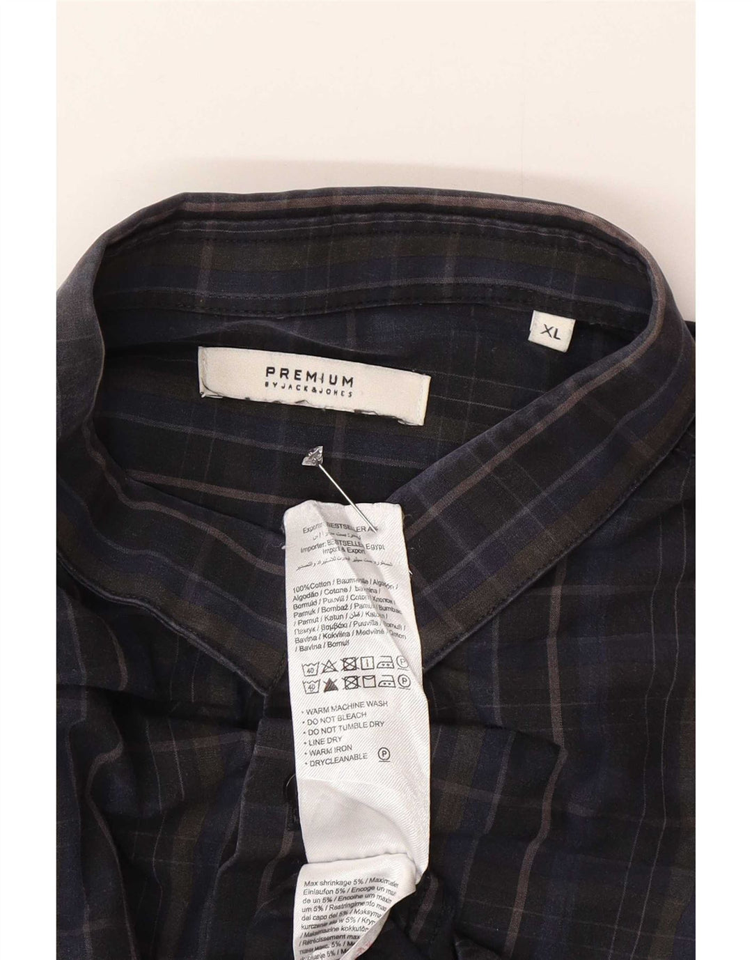 Jack & Jones muška košulja XL tamnoplava karirana pamuk