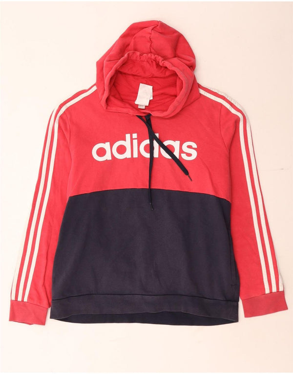 Adidas ženska majica s kapuljačom s kapuljačom UK 20/22 XL, crveni pamuk u blokovima boja