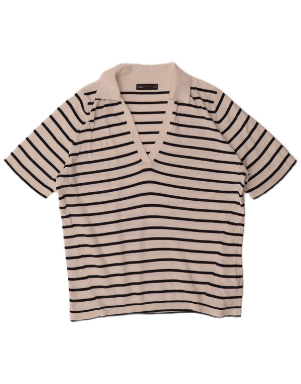 Marks & Spencer ženska polo majica UK 18 XL bijeli pamuk na pruge