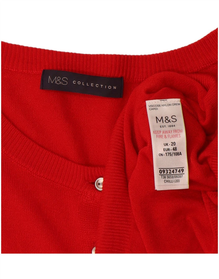 MARKS & SPENCER Ženski džemper kardigan UK 20 2XL Crvena viskoza