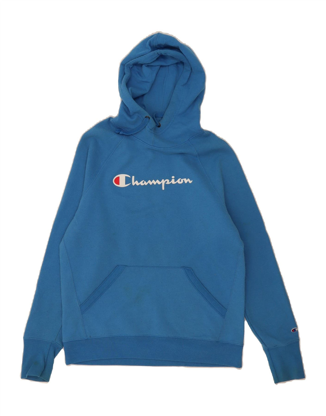 CHAMPION Womens Oversized Graphic Hoodie Jumper UK 10 Small Blue Polyester Vintage Champion and Second-Hand Champion from Messina Hembry 