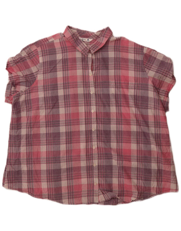 Lee Womens Riders Short Sleeve Shirt UK 24 4XL Pink Check Cotton