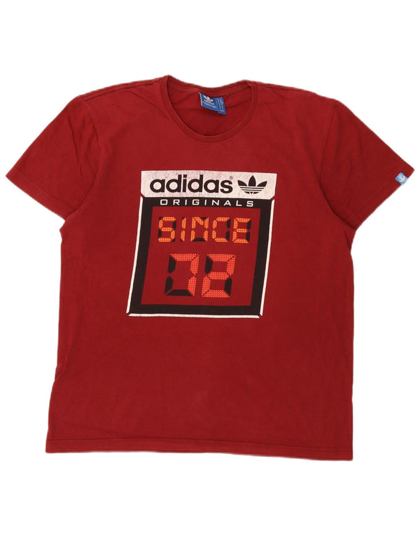 Adidas Mens Graphic T-Shirt Top Medium Burgundy