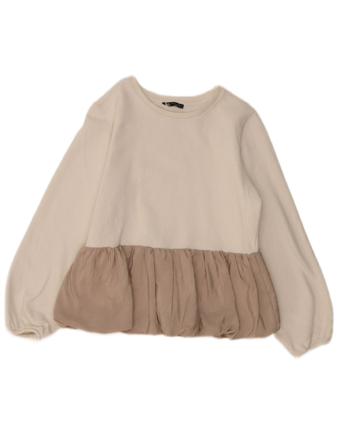 ZARA Ženska majica s kratkim rukavima UK 12 Pamuk srednje bijele boje