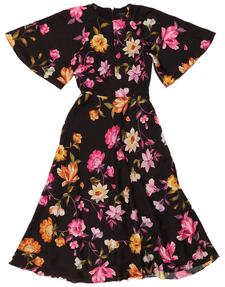 Ted Baker Ženska haljina A-kroja Veličina 0 2XS Crna cvjetna poliesterska haljina