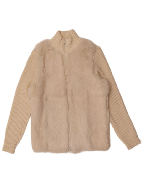 Zara ženski kardigan pulover UK 12 srednje bijele akrilne boje