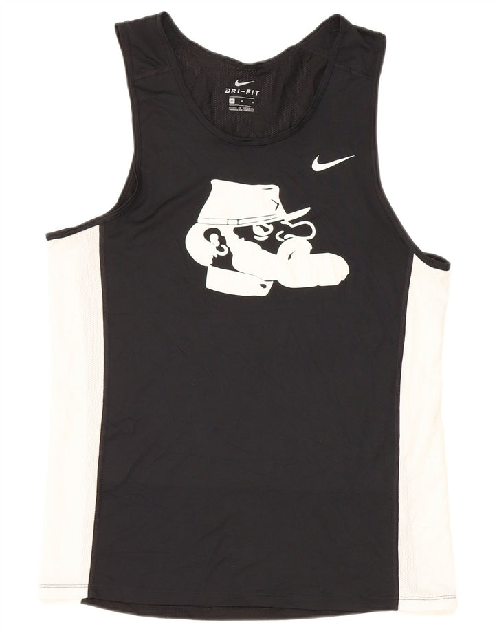 Nike Dri Fit grafički gornji dio prsluka srednje crne boje od poliestera