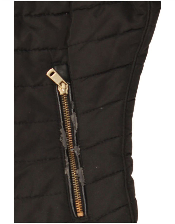 Zara ženska podstavljena jakna s kapuljačom UK 10 Mala crna poliester