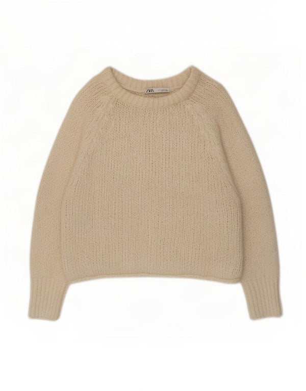 Zara ženski pulover s velikim veznim izrezom UK 10 Small Off White