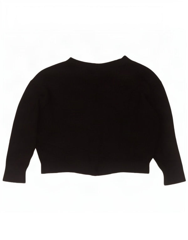 Zara Womens Oversized Boat Neck Jumper Sweater UK 14 Medium Black Viscose