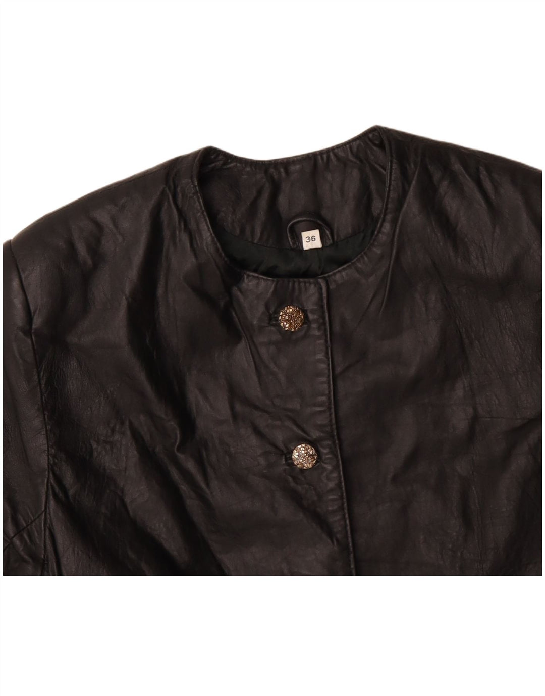 VINTAGE ženska velika kožna bolero jakna EU 36 Mala crna kožna