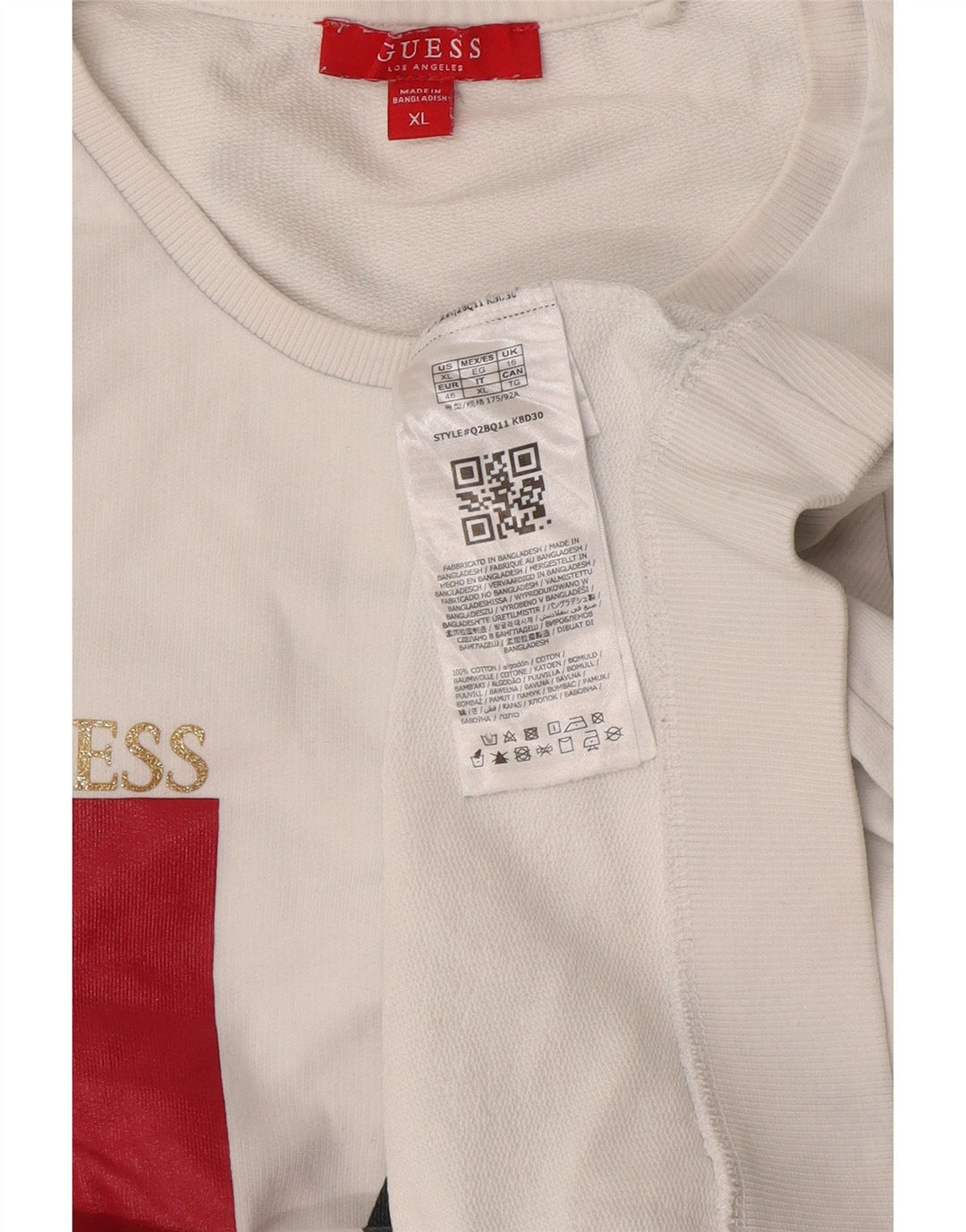 Guess Ženski džemper s grafičkim motivima UK 16 Veliki bijeli pamuk