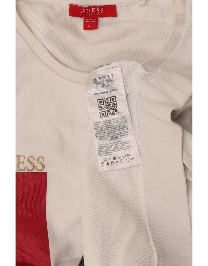 Guess Ženski džemper s grafičkim motivima UK 16 Veliki bijeli pamuk