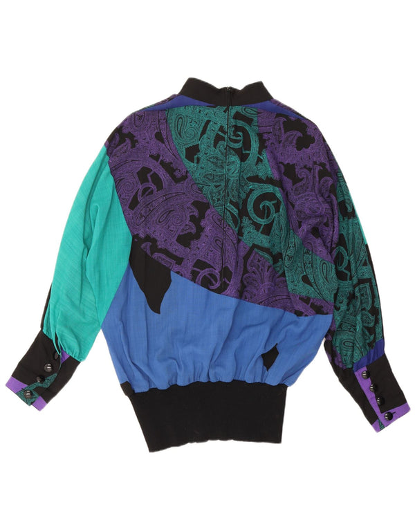 Fink Ženska prevelika bluza dugih rukava UK 14 Velika crna vunena paisley majica