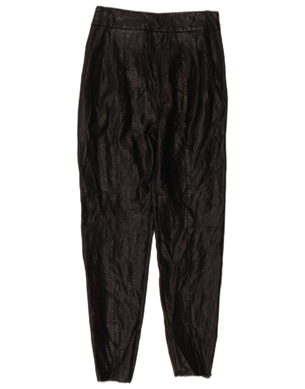 Zara Womens Skinny Faux Leather Trousers Small W26 L26 Black Animal Print