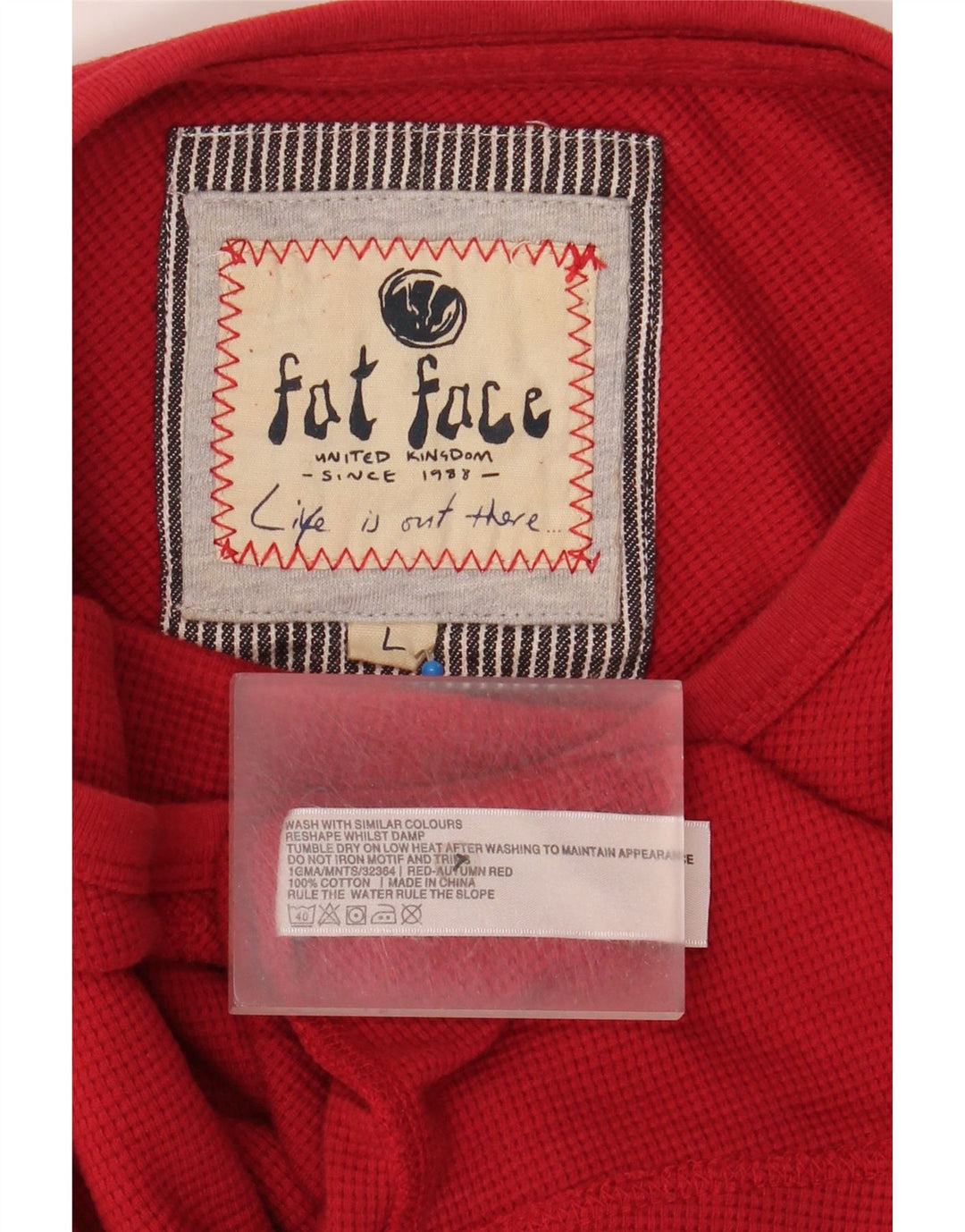 Fat Face Muška majica dugih rukava, veliki crveni pamuk