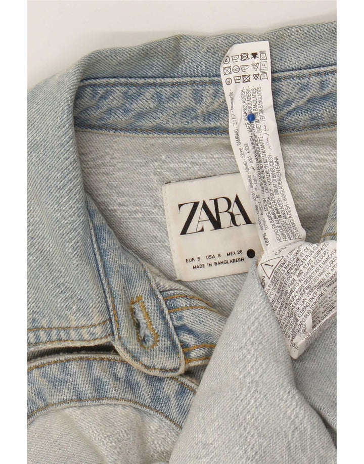Zara ženska prevelika traper košulja UK 10 Small Blue Cotton