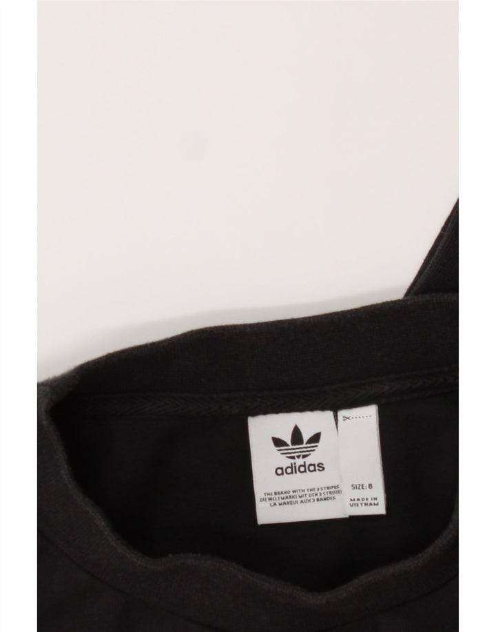 ADIDAS Womens Oversized Sweatshirt Jumper US 8 Medium Black Striped Cotton Vintage Adidas and Second-Hand Adidas from Messina Hembry 