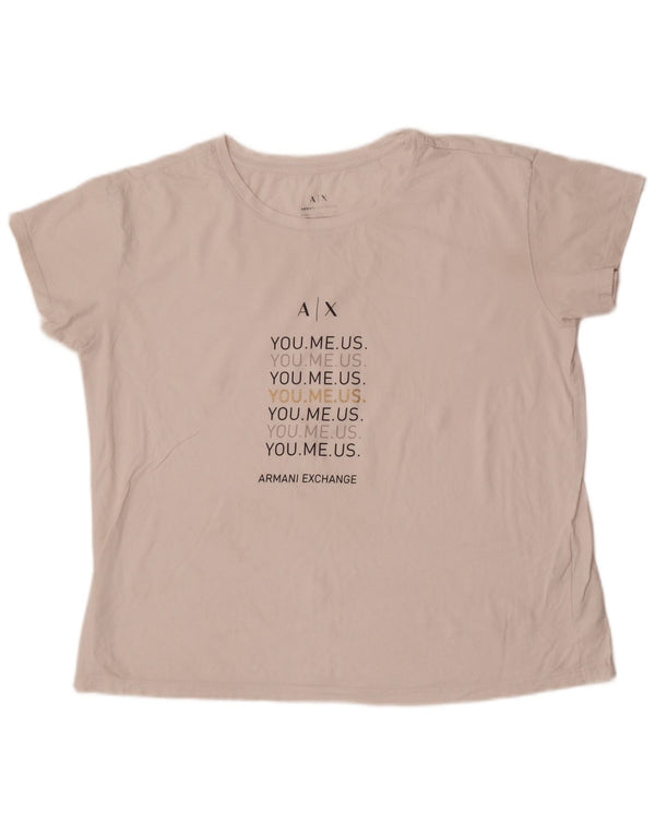 Armani ženska majica kratkih rukava s grafičkim motivima UK 18 XL bijeli pamuk