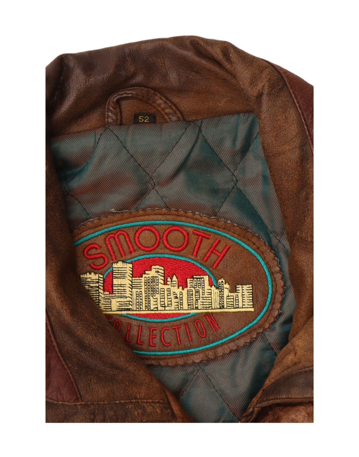 Vintage muška kožna jakna IT 52 XL smeđa koža