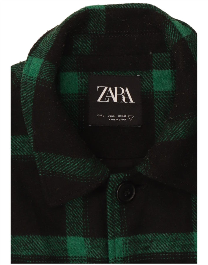 Zara muška jakna s krpicama UK 40 veliki zeleni karirani poliester