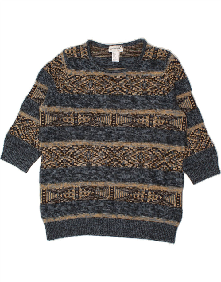 COLLECTION Womens Crew Neck Jumper Sweater UK 12 Medium Blue Fair Isle Vintage Collection and Second-Hand Collection from Messina Hembry 