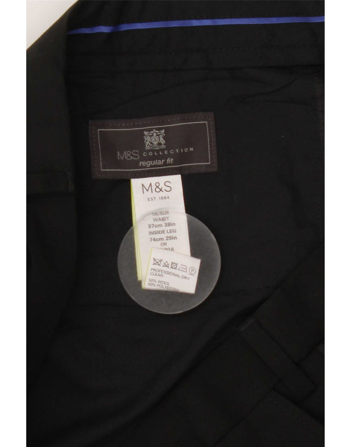 Marks & Spencer muške ravne hlače standardnog kroja W38 L29 crne vune