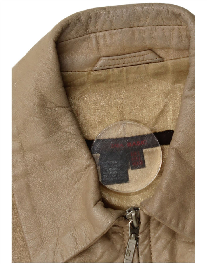 Zara ženska kratka kožna jakna UK 14 velika bež koža