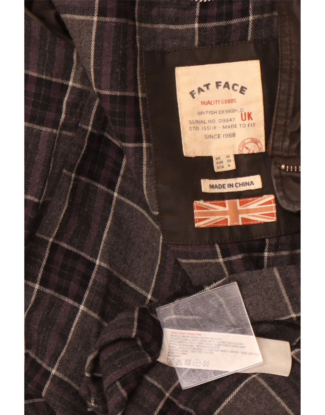 FAT FACE Womens Hooded Waxed Cotton Jacket UK 10 Small Brown Cotton