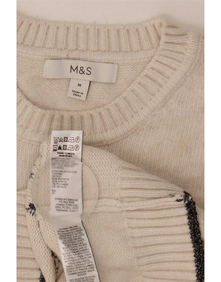 Marks & Spencer ženski džemper s okruglim izrezom UK 14 srednje bijele boje