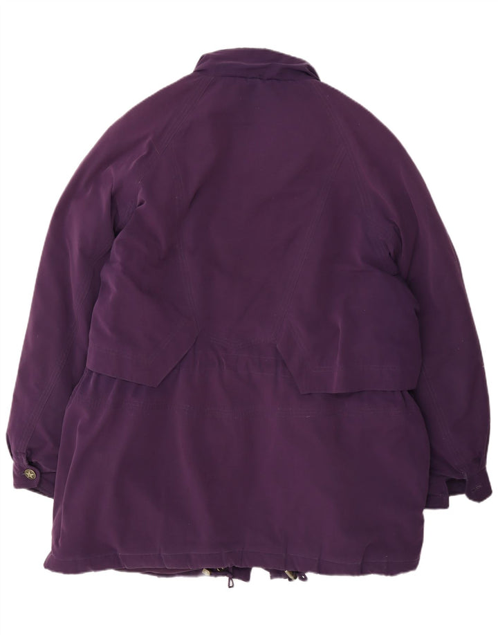 Vintage ženski preveliki podstavljeni kaput EU 46 XL ljubičasti poliester