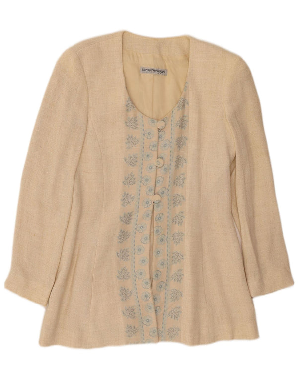 EMPORIO ARMANI Ženska jakna sa 3 gumba UK 10 Mala bež cvjetna