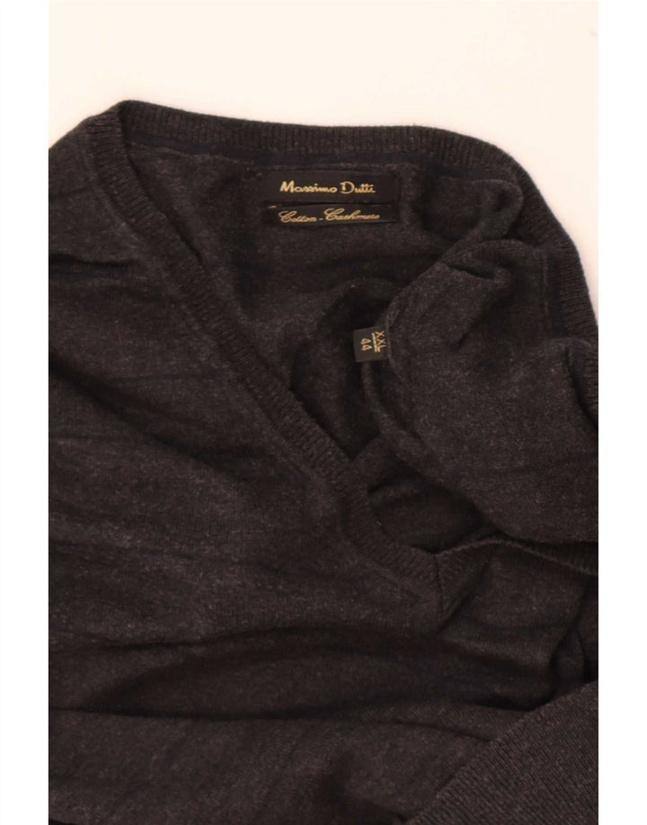 Muški džemper s V-izrezom 2XL crne pruge Massimo Dutti