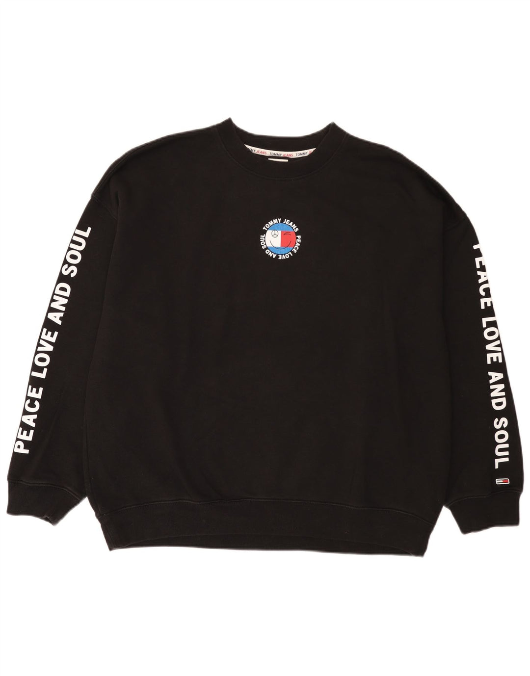 Veliki crni pamučni muški džemper s grafičkim motivima Tommy Hilfiger