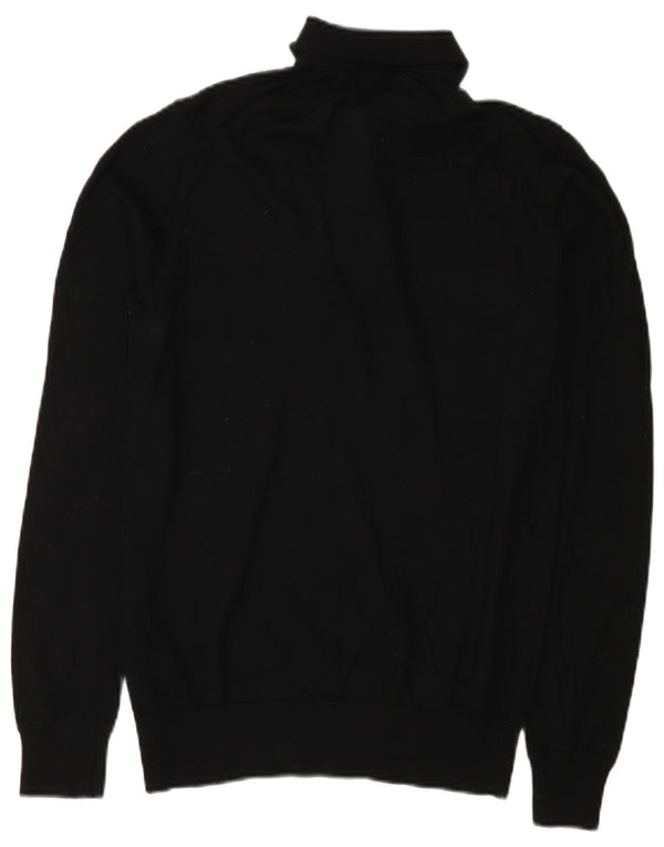 Marks & Spencer muški pulover s polo ovratnikom Mali crni merino vuneni