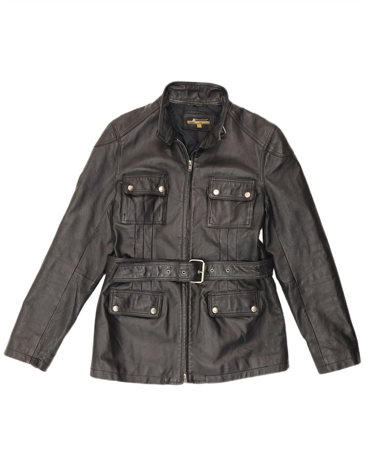 Vintage ženska kožna jakna UK 16 velika crna koža