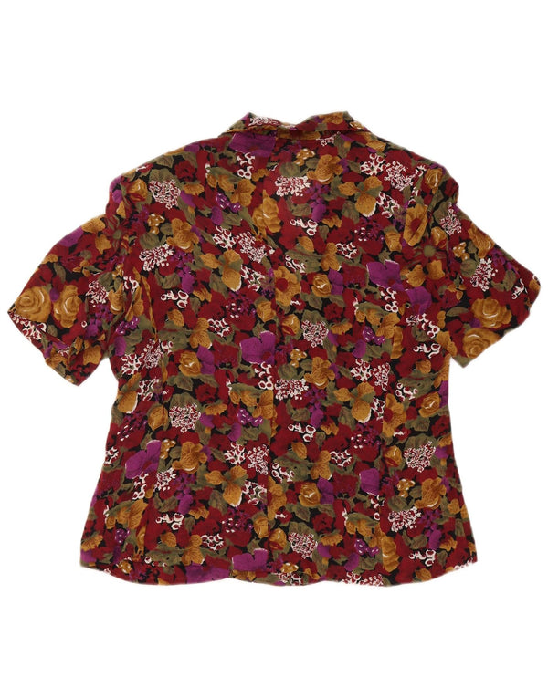 VINTAGE Womens Short Sleeve Shirt Blouse UK 16 Large Multicoloured Floral