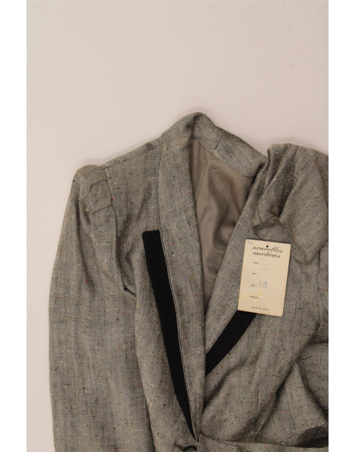 VINTAGE Womens 1 Button Blazer Jacket IT 48 XL Grey Pinstripe Vintage Vintage and Second-Hand Vintage from Messina Hembry 