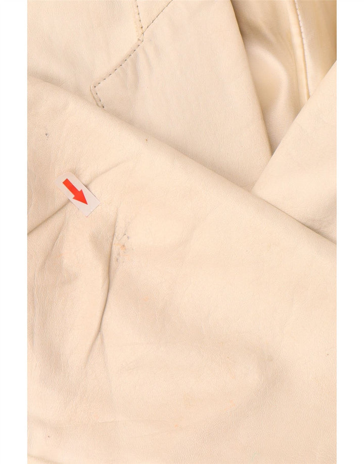 Vintage dvodijelni ženski kožni komplet suknji UK 12 srednje veličine W26 sivo bijeli