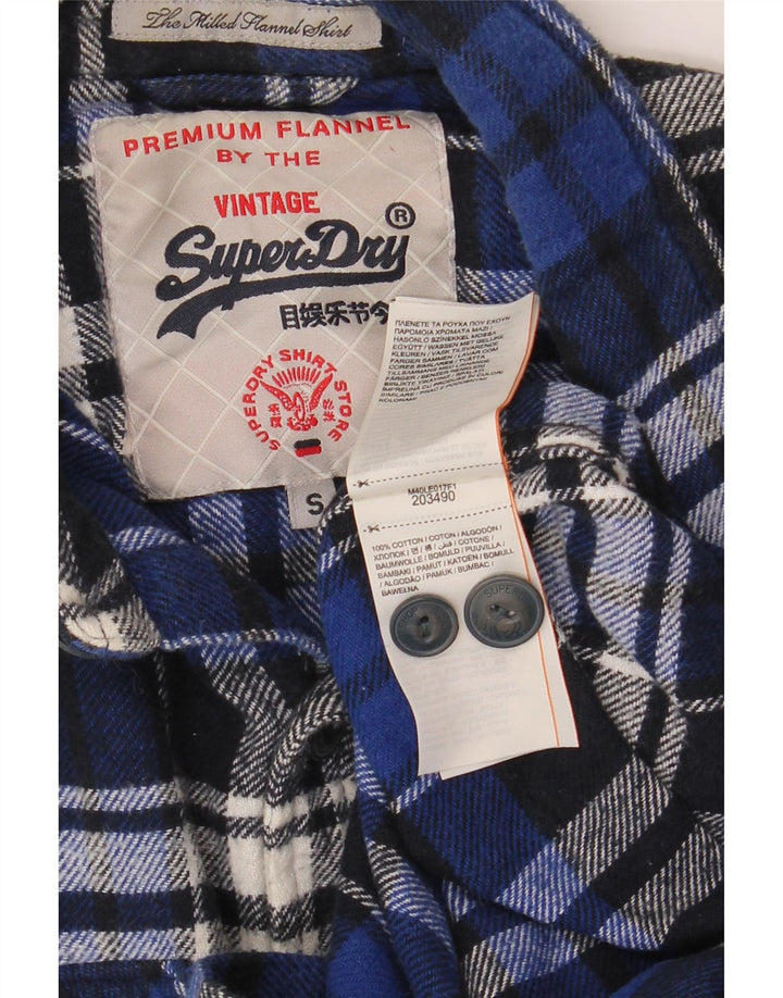 SUPERDRY muška flanelska košulja, mali plavi karirani pamuk