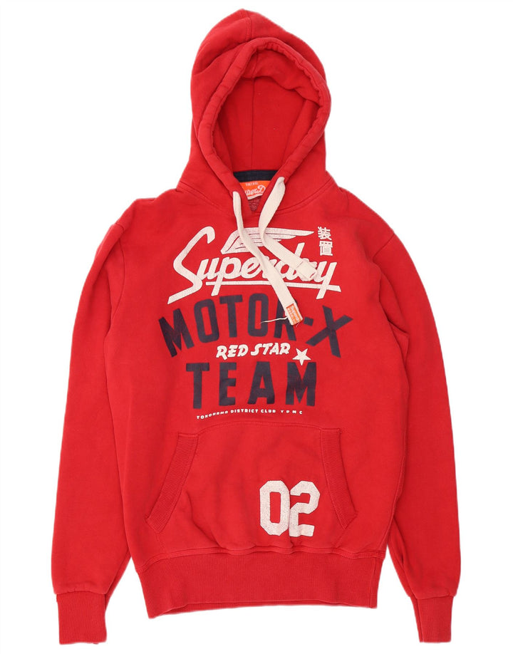 Superdry Mens Graphic Hoodie Jumper Medium Red Cotton
