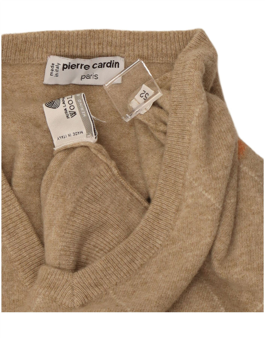 Pierre Cardin Muški pulover s V-izrezom IT 52 Large Beige Argyle/Diamond