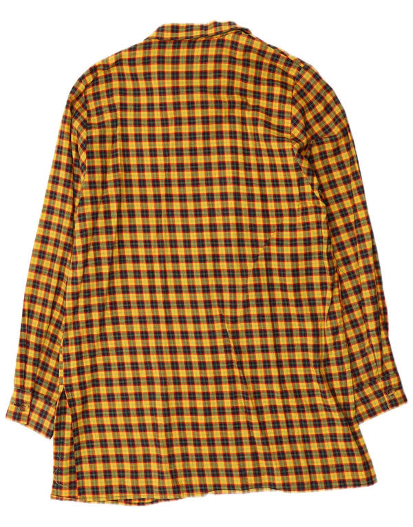 Vintage Ženska Longline Shirt UK 14 Large Yellow Check Cotton