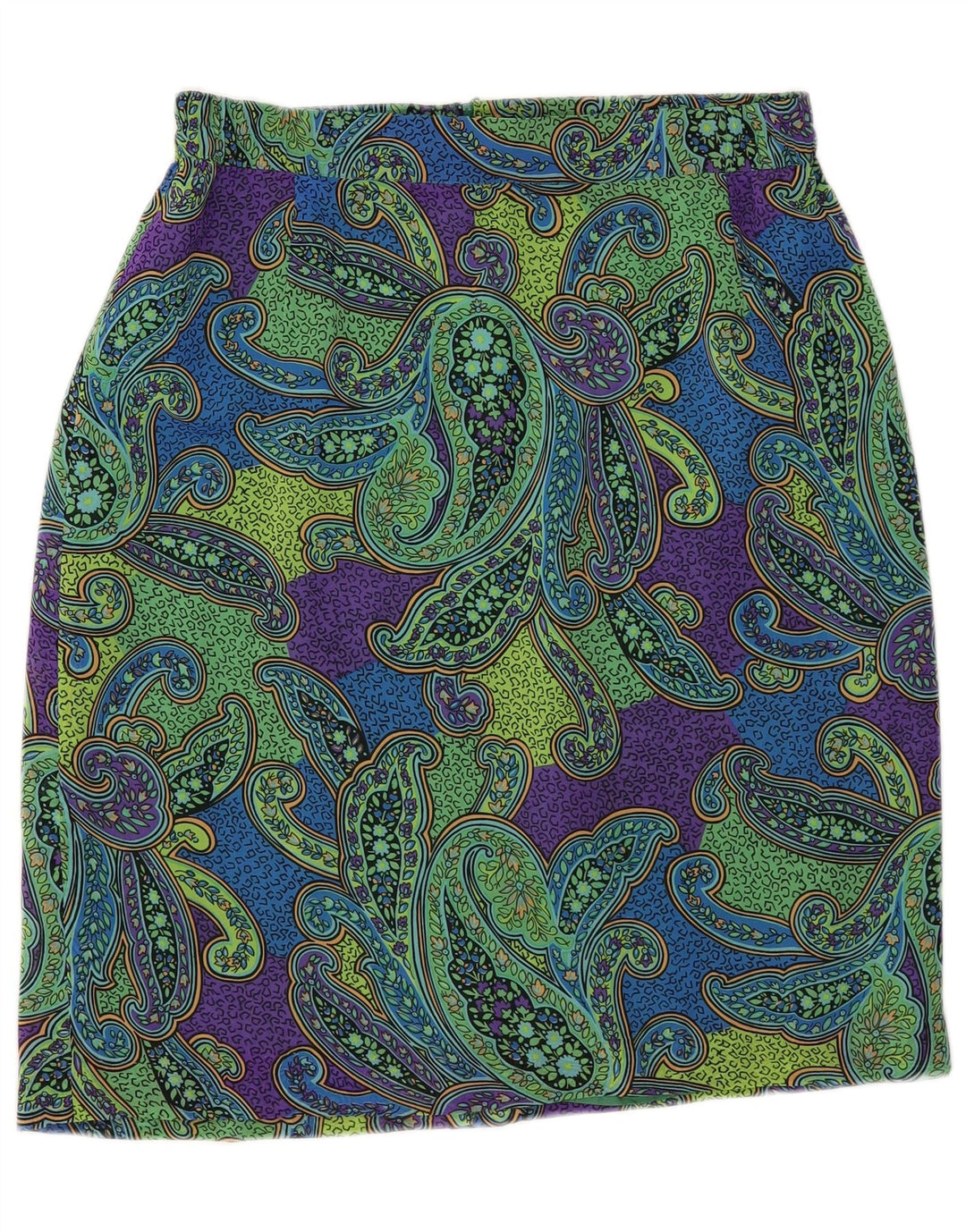 Vintage ženska pencil suknja IT 44 Srednja W34 Zeleni paisley poliester