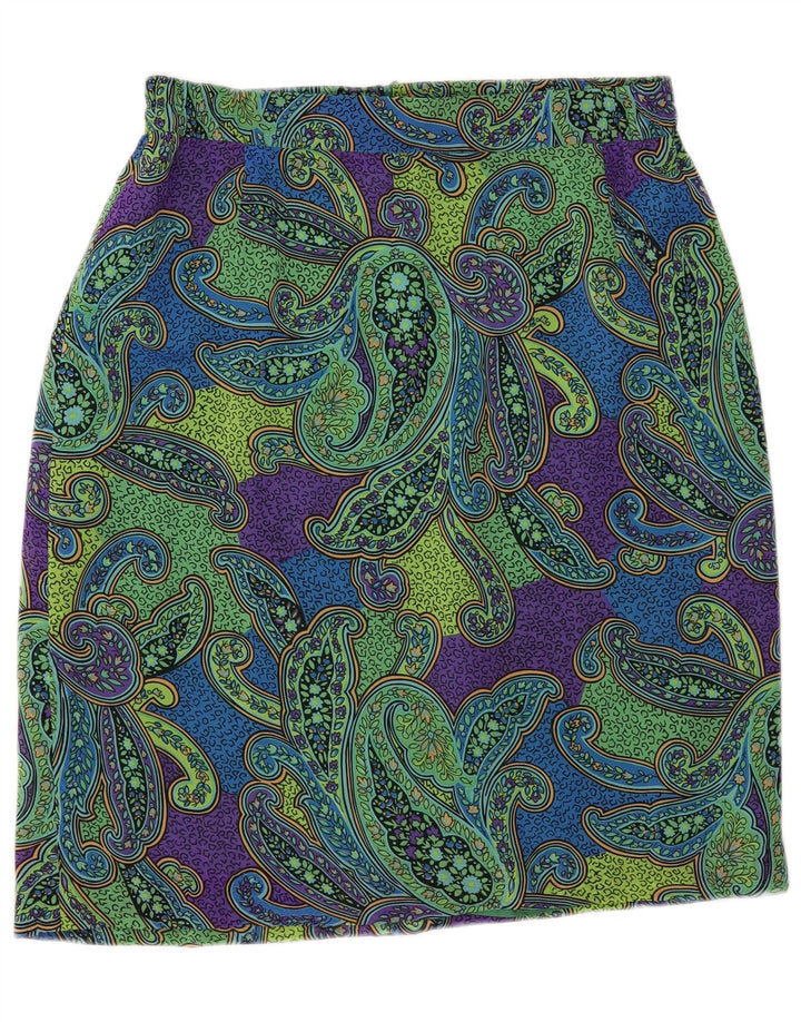 Vintage ženska pencil suknja IT 44 Srednja W34 Zeleni paisley poliester