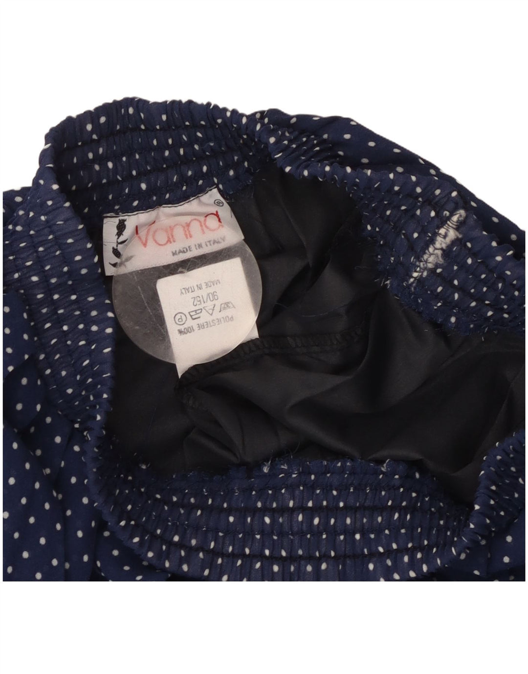 Vintage ženska plisirana suknja W26 mala tamnoplava točkasta poliester