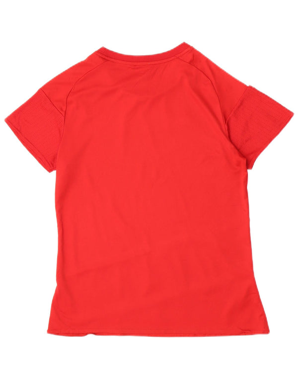 Adidas Womens Graphic T-Shirt Top UK 12/14 Medium Red Polyester Sports